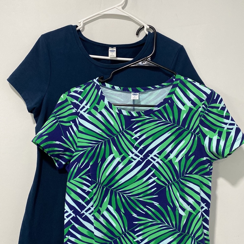 Bundle of Old Navy Tropical Leaf Navy and Green Bodycon Dresses